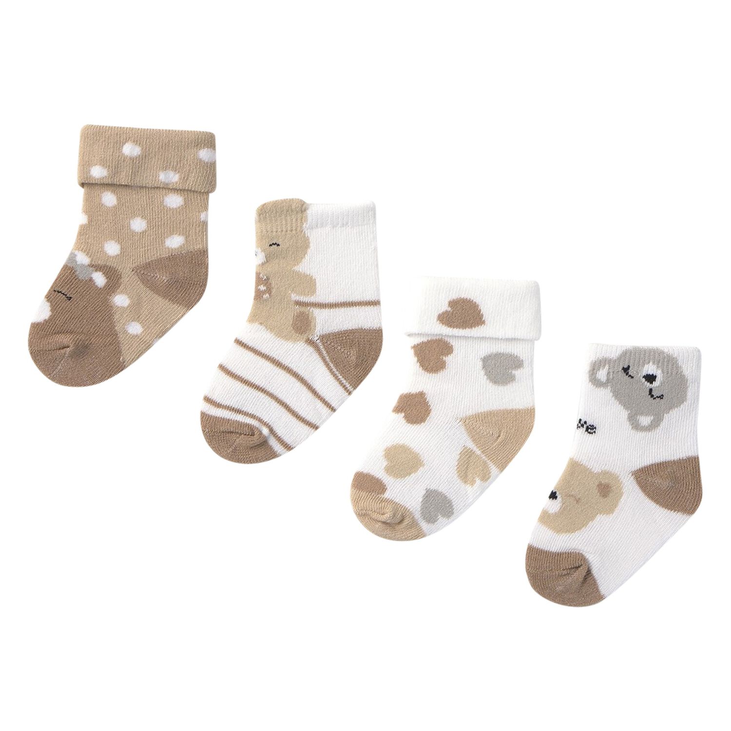 Baby Boys White & Beige Socks ( 4-Pack ), 1, hi-res image number null