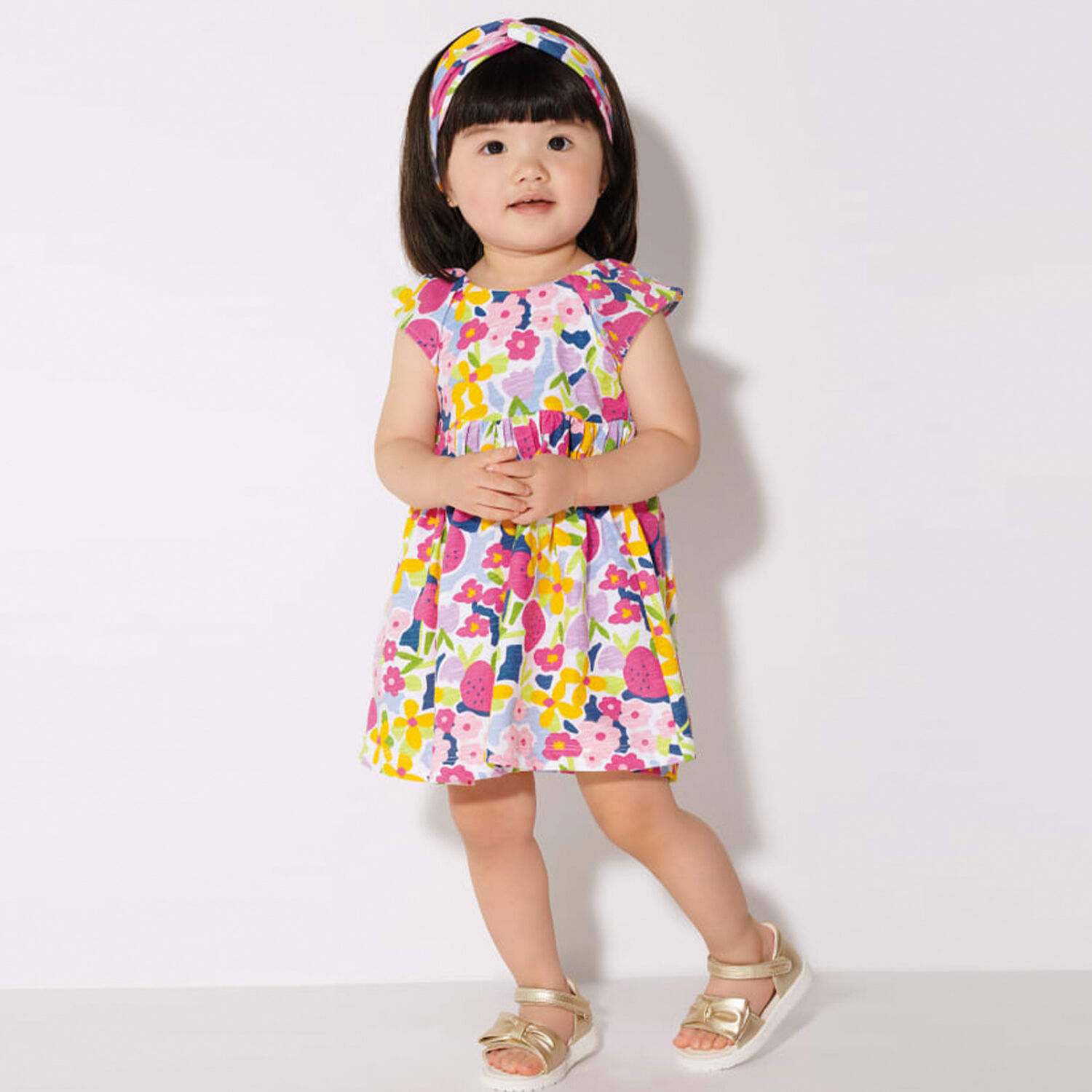 Younger Girls Multi-Colored Floral Dress Set, 1, hi-res