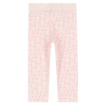 Younger Girls Pink Logo Leggings