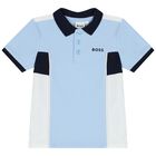 Younger Boys Blue Logo Polo Shirt, 2, hi-res