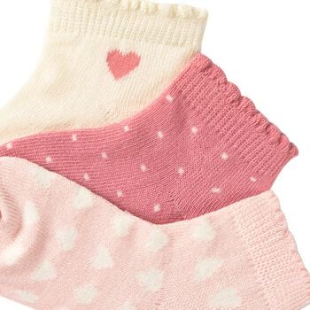 Younger Girls Ivory & Pink Socks ( 3 Pack ) 