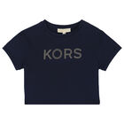 Girls Navy Logo T-Shirt, 2, hi-res