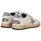 Girls Ivory & Silver Logo Trainers, 1, hi-res