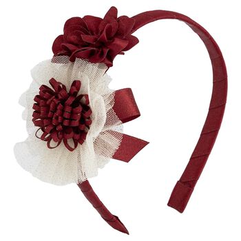 Girls Pink & Ivory Flower Headband