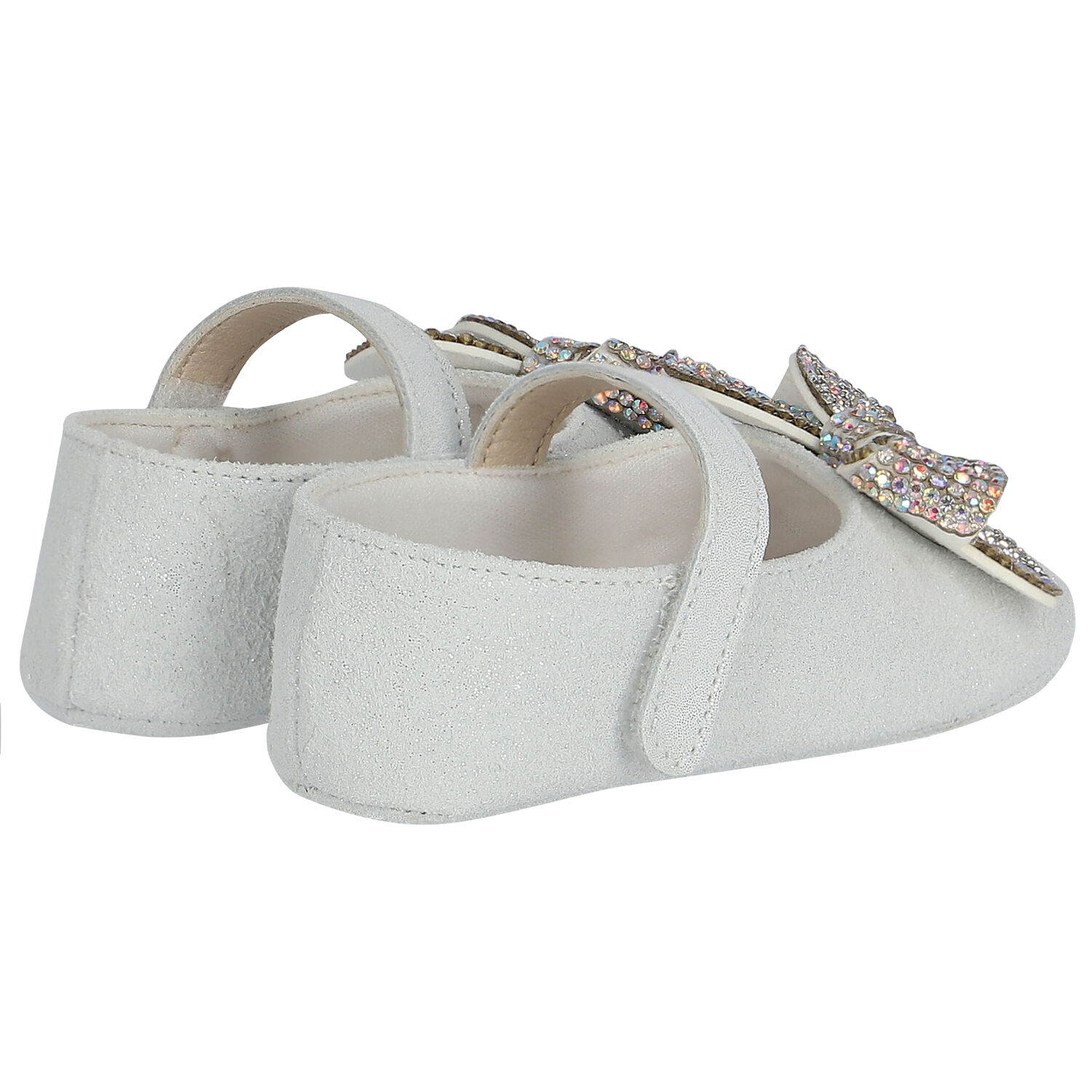 Baby Girls White Crystal Shoes, 1, hi-res
