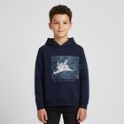 Boys Navy Glow In The Dark Hooded Top, 1, hi-res