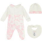 Baby Girls Ivory & Pink Geo Map Babygrow Set, 1, hi-res