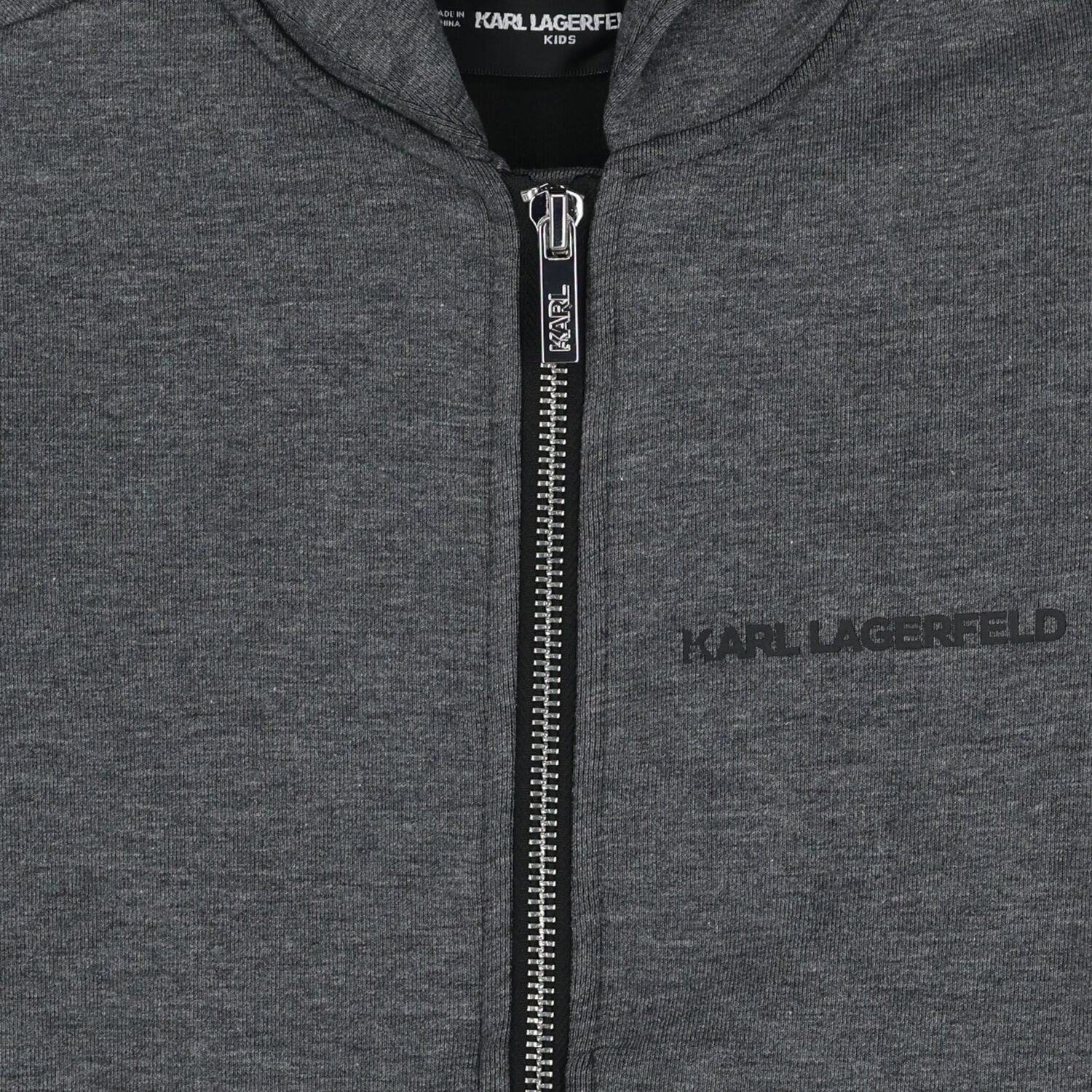 Boys Grey Logo Hooded Zip Up Top, 1, hi-res