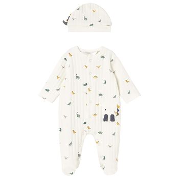 Baby Boys Ivory Dinosaur Babygrow Set