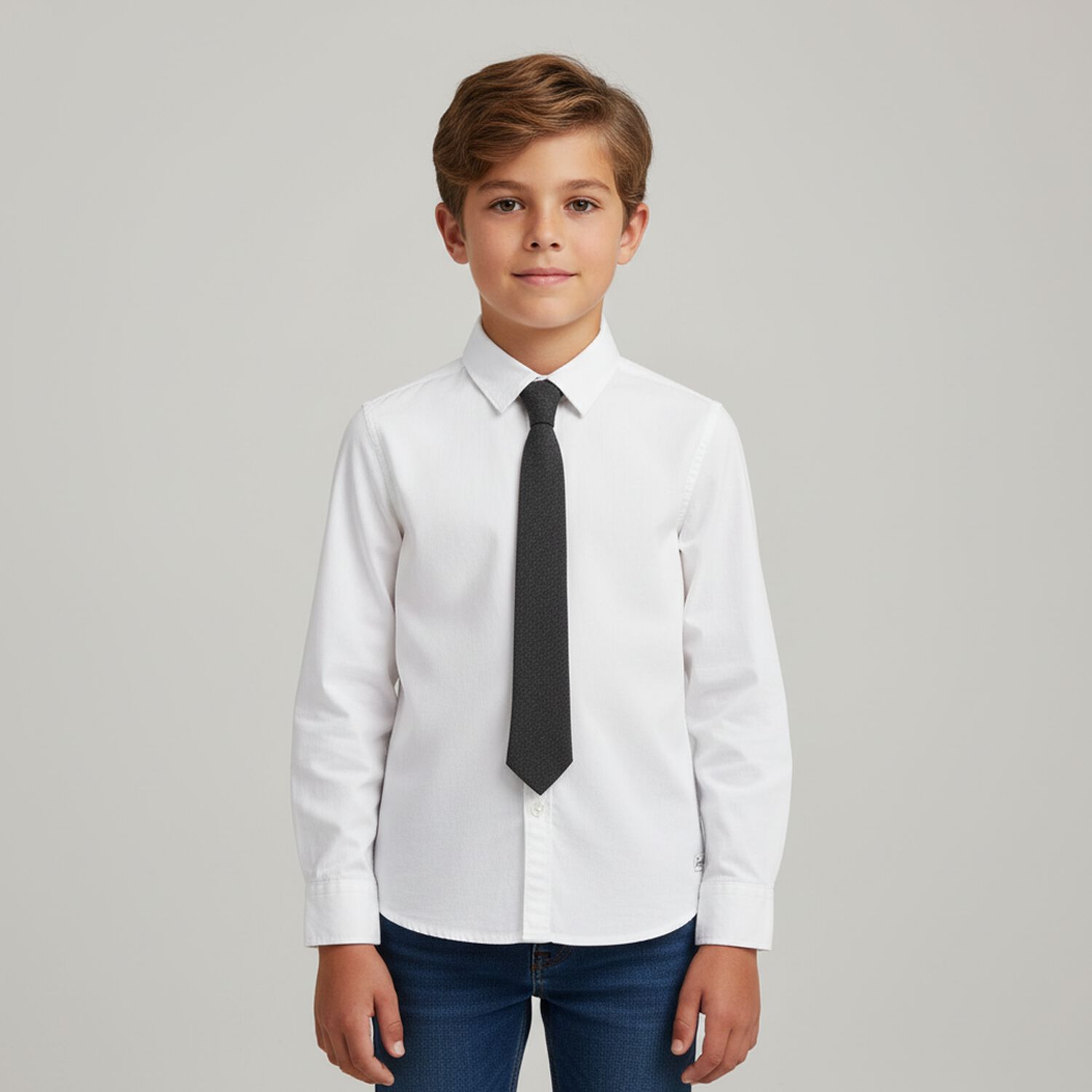 Boys White Long Sleeve Shirt, 1, hi-res image number null