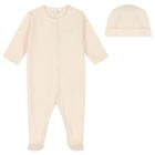 Baby Girls Pink Logo Babygrow & Hat Set, 1, hi-res