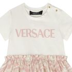 Younger Girls Ivory & Pink Barocco Dress, 1, hi-res