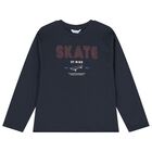 Boys White & Navy Blue Long Sleeve Top ( 2 Pack ), 2, hi-res