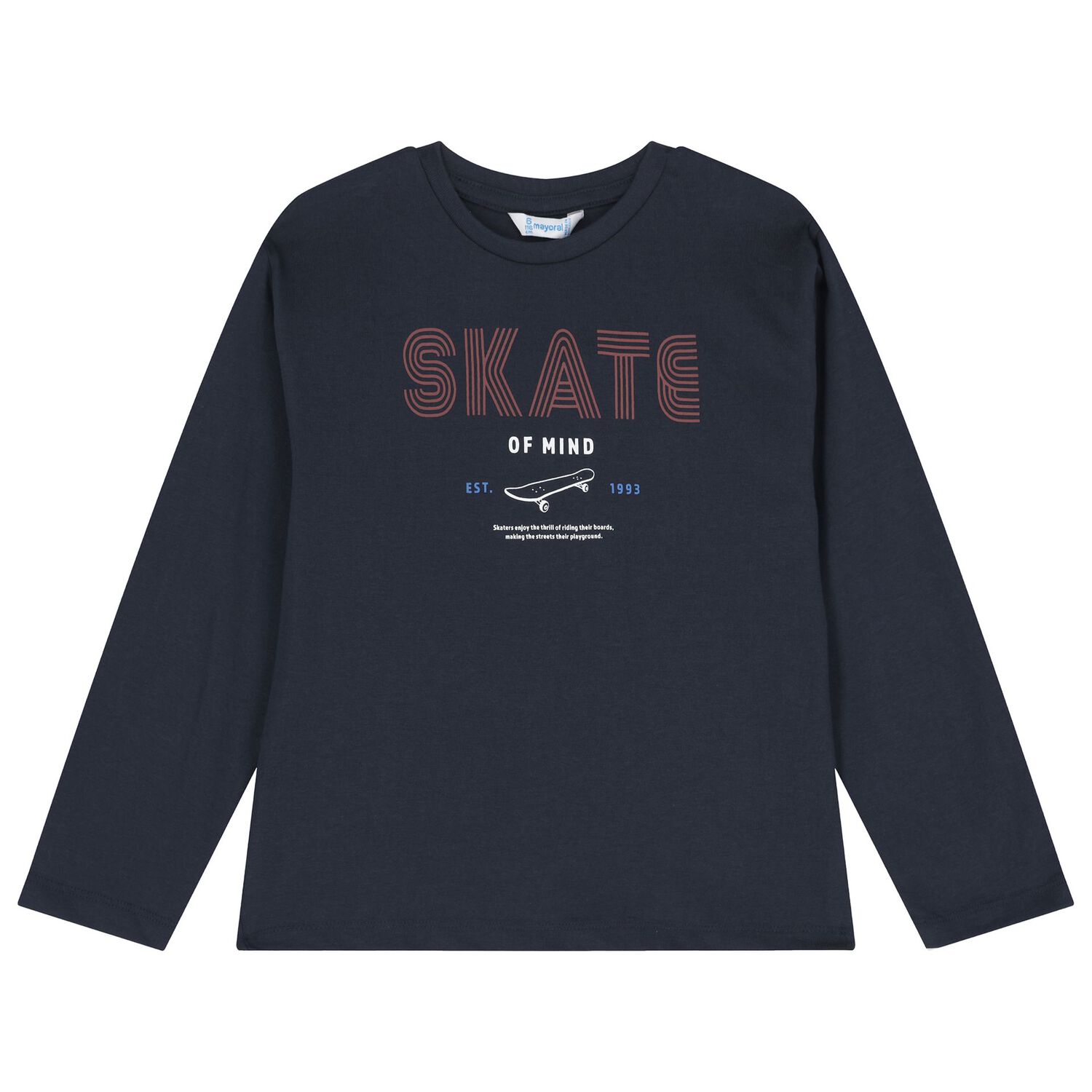 Boys White & Navy Blue Long Sleeve Top ( 2 Pack ), 2, hi-res