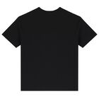 Girls Black Embellished Logo T-Shirt, 3, hi-res