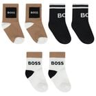 Baby Boys White, Black & Beige Logo Socks ( 3-Pack ) , 1, hi-res