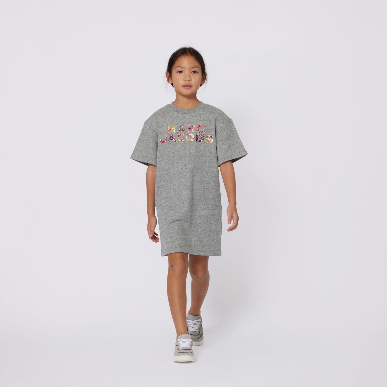 Girls Grey Logo Suede Trainers, 1, hi-res