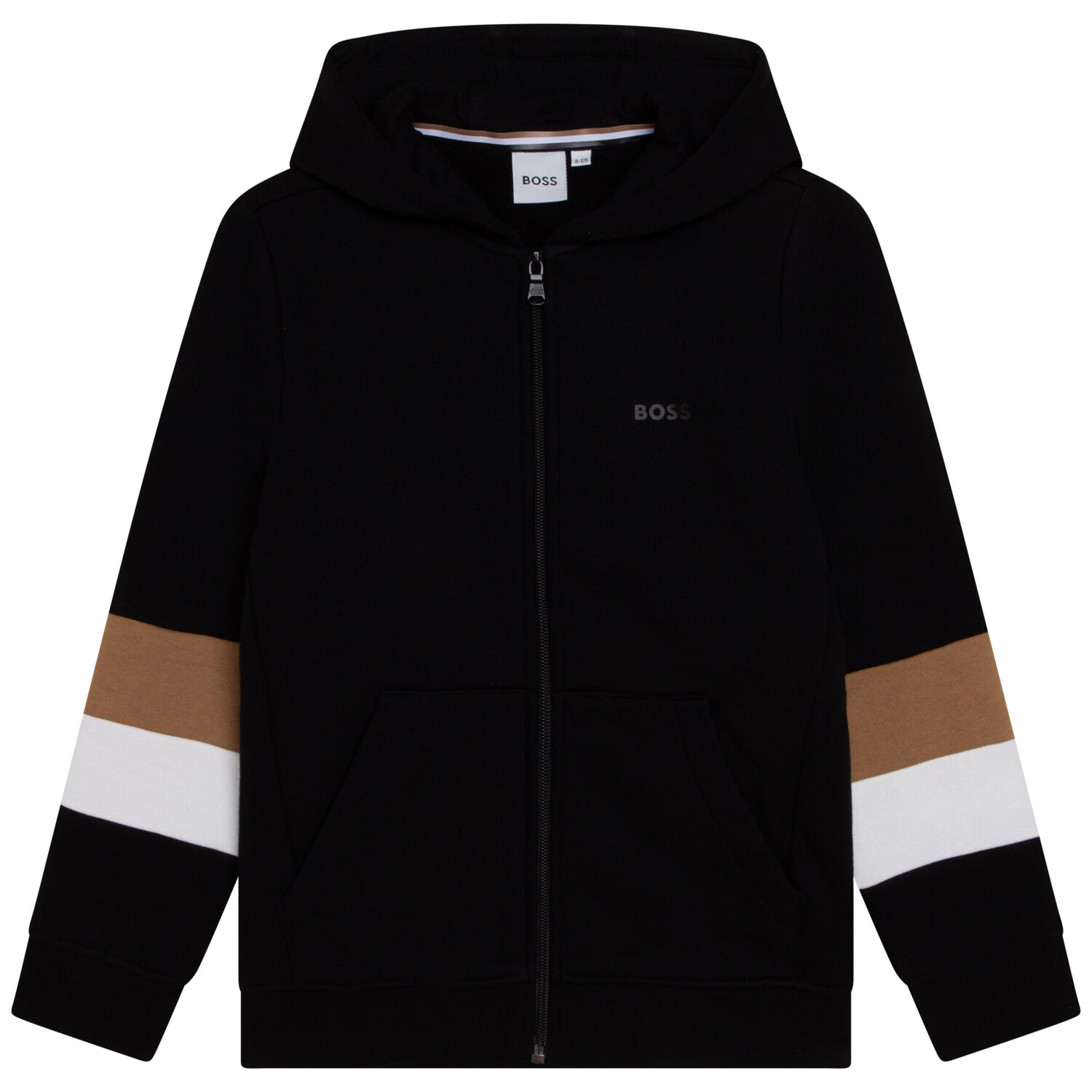 Boys Black Logo Zip Up Top, 1, hi-res