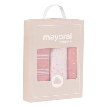 Baby Girls White & Pink Muslins (3-Pack)