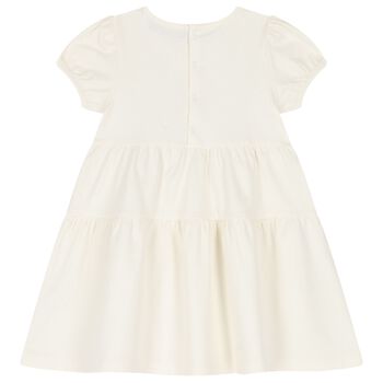 Younger Girls Ivory Logo Dress