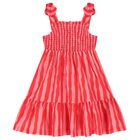 Girls Pink Striped Smocked Dress Set, 3, hi-res