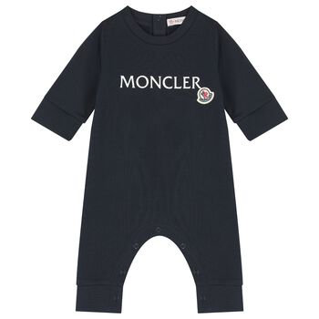 Baby Boys Navy Blue Logo Romper