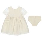 Baby Girls White & Beige Dress Set, 1, hi-res
