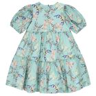 Girls Blue Butterflies Logo Dress , 2, hi-res