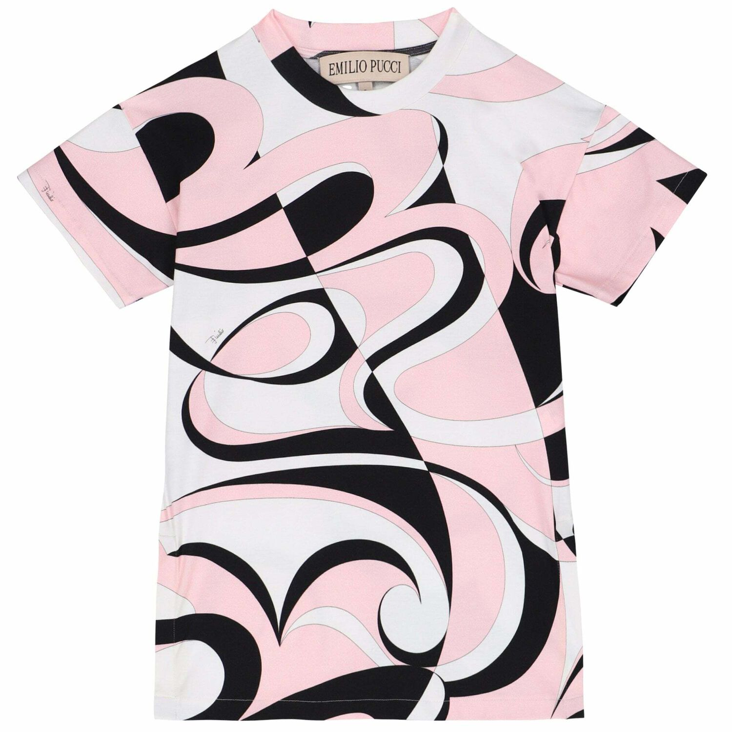 Girls Pink, White & Black Tunic Dress, 1, hi-res