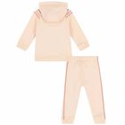 Younger Girls Pale Pink Tracksuit, 1, hi-res