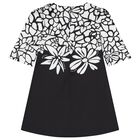 Girls Black & White Floral Dress, 1, hi-res