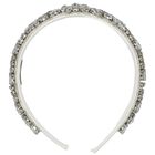 Girls White Crystal Embellished Headband, 1, hi-res