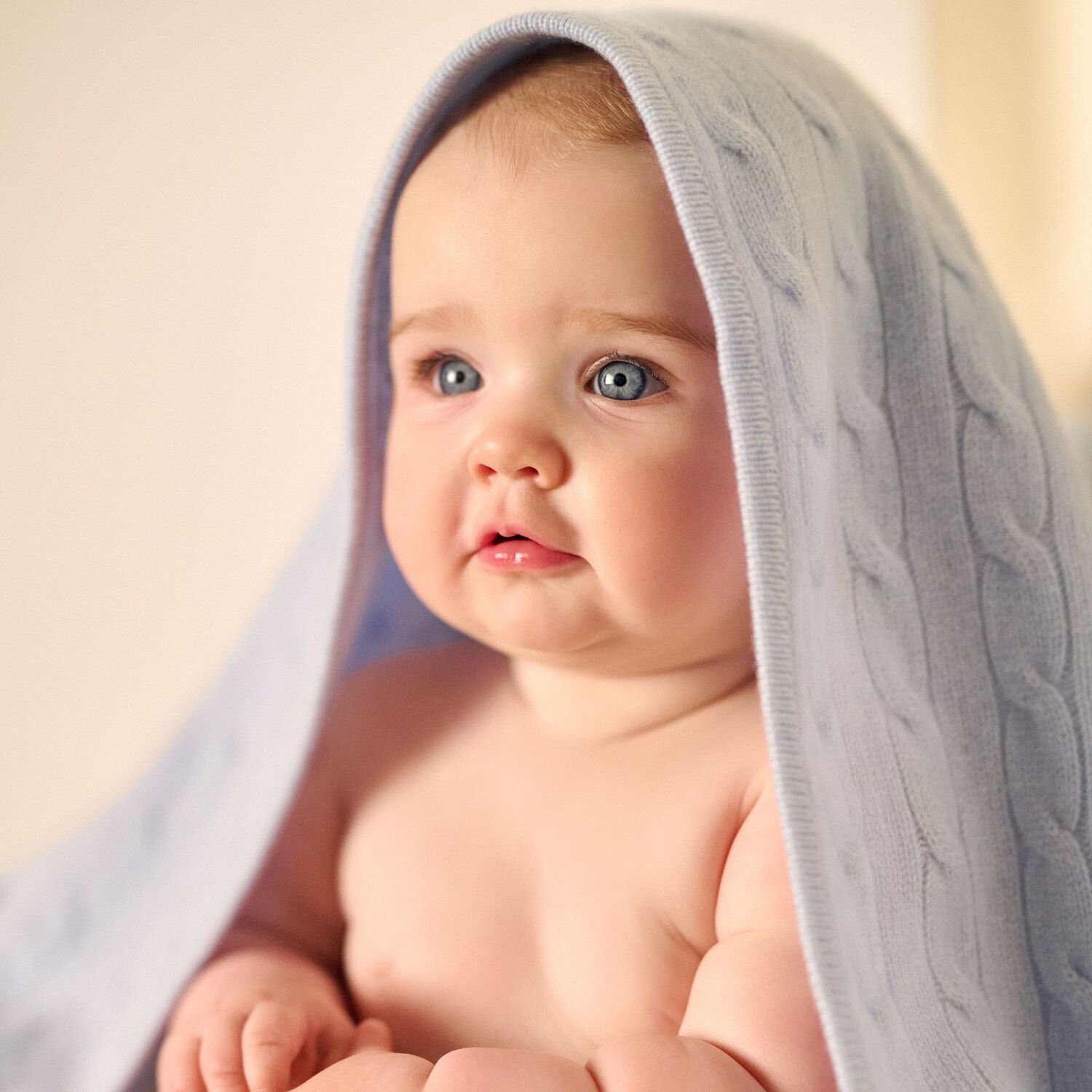 Baby Boys Blue Logo Knitted Blanket, 1, hi-res