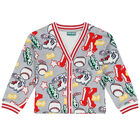 Girls Grey Varsity Tiger Logo Cardigan, 1, hi-res