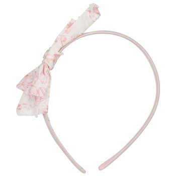 Girls Pink Floral Bow Headband