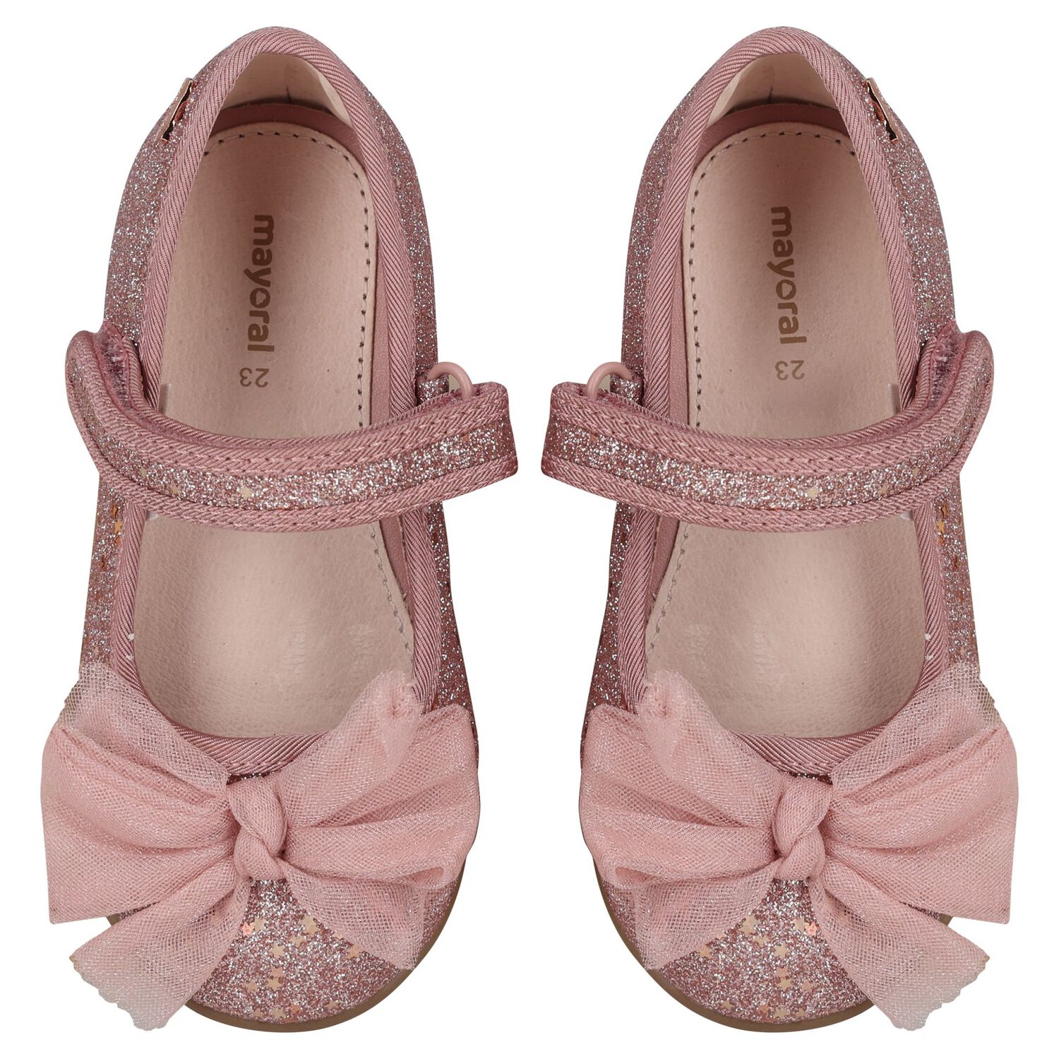 Younger Girls Rose Gold Bow Shoes, 1, hi-res