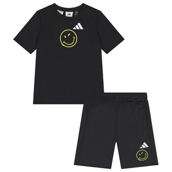 Black Smiley Logo Shorts Set
