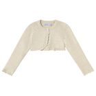 Younger Girls Gold Sparkly Knitted Cardigan, 3, hi-res