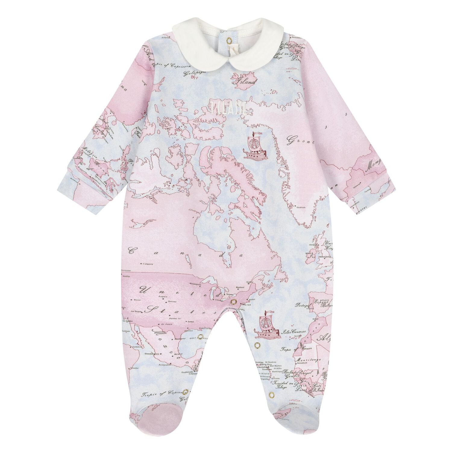 Baby Girls Pink & Blue Geo Map Babygrow Gift Set, 2, hi-res
