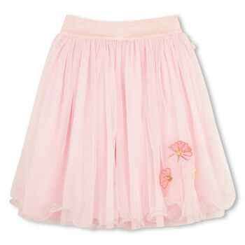 Girls Pink Embellished Tulle Skirt