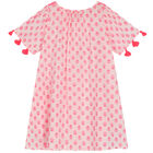 Girls Pink & White Cotton Beach Dress, 1, hi-res