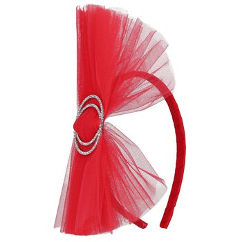 Girls Red Tulle Bow Headband