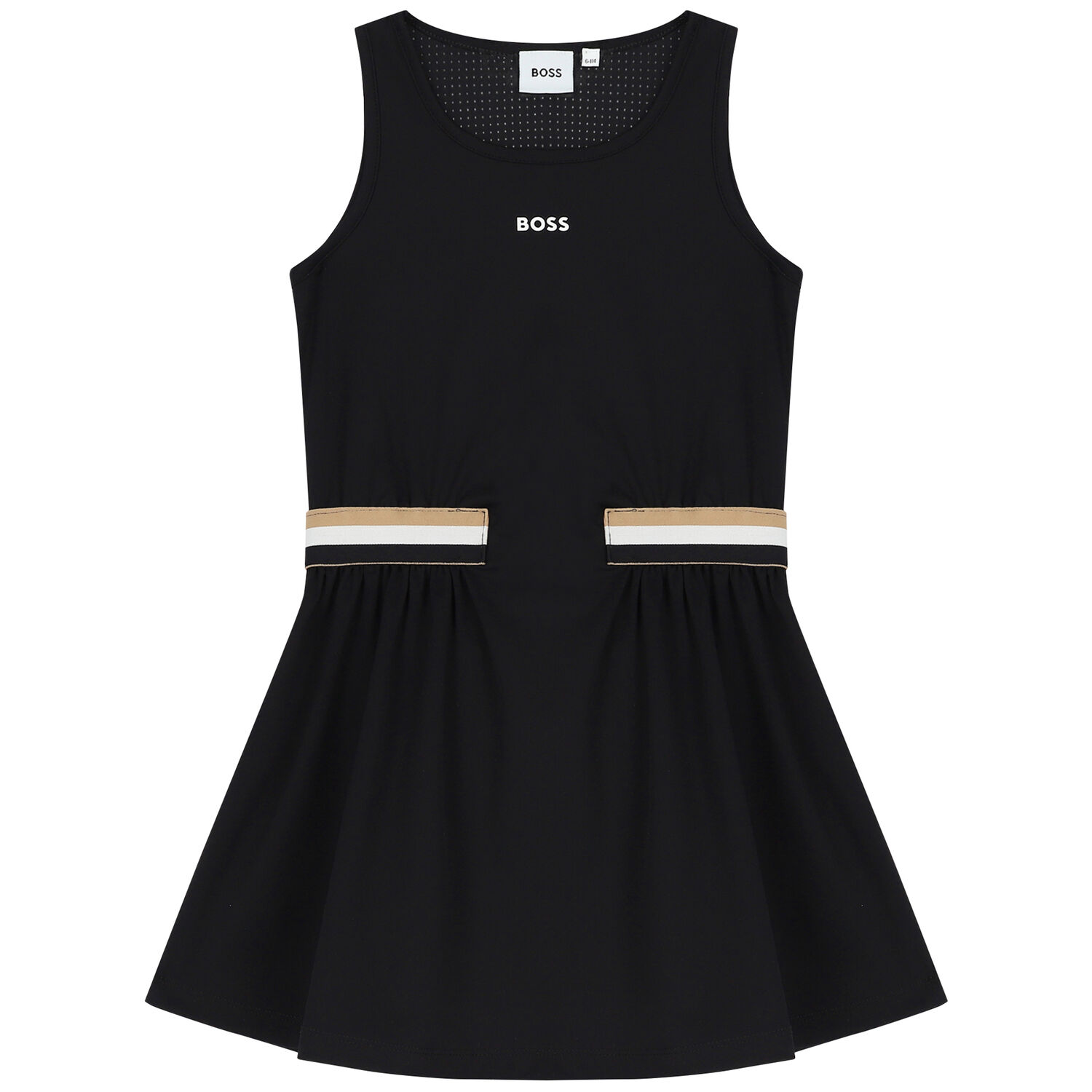 Girls Black Logo Dress, 1, hi-res