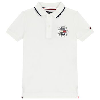 Boys White Logo Polo Shirt
