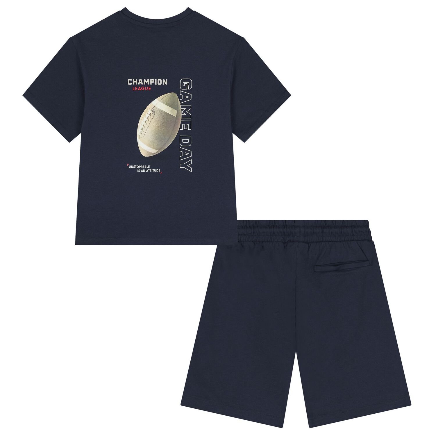 Boys Navy Blue Shorts Set, 1, hi-res
