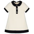 Girls Ivory & Black Weave Dress, 1, hi-res