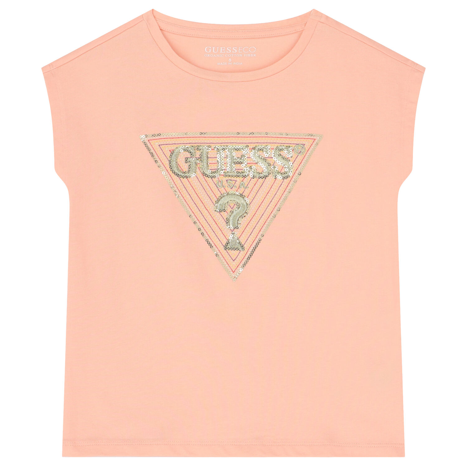 Girls Pink Logo Sequin T-Shirt, 2, hi-res