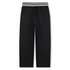 Boys Black Tiger Logo Trousers, 1, hi-res