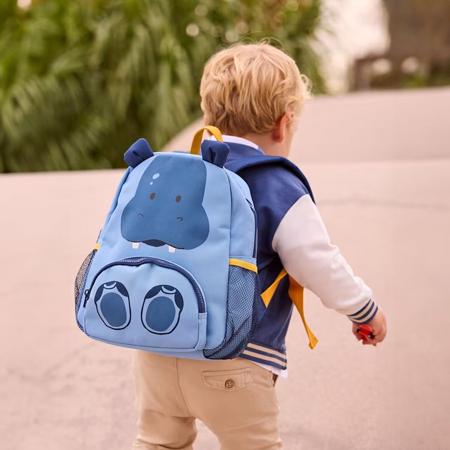 Boys Blue Hippo Backpack, 1, hi-res