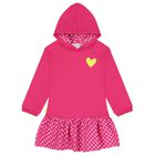 Girls Pink Heart Hooded Dress Set, 1, hi-res